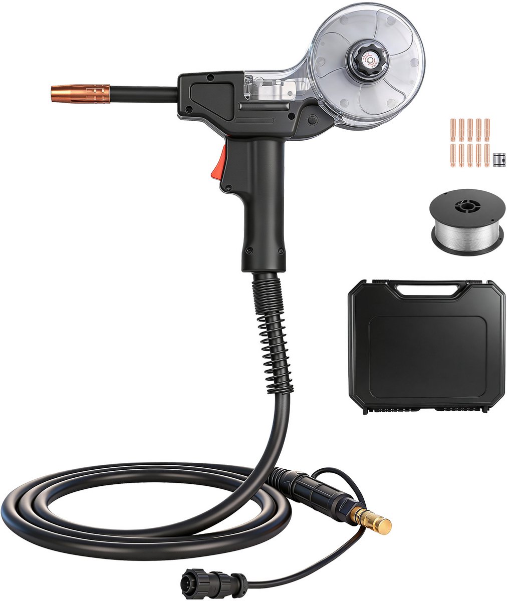 130A MIG-lasbrander met 3 Meter Kabel, Laspistool met 11 Vervangende Nozzles en Dubbele V-Groef, Professionele Lasaccessoires Compatibel met Lincoln Magnum 100sg K2532-1, Geschikt voor Mig/Mag-Lasapparaten in Werkplaatsen