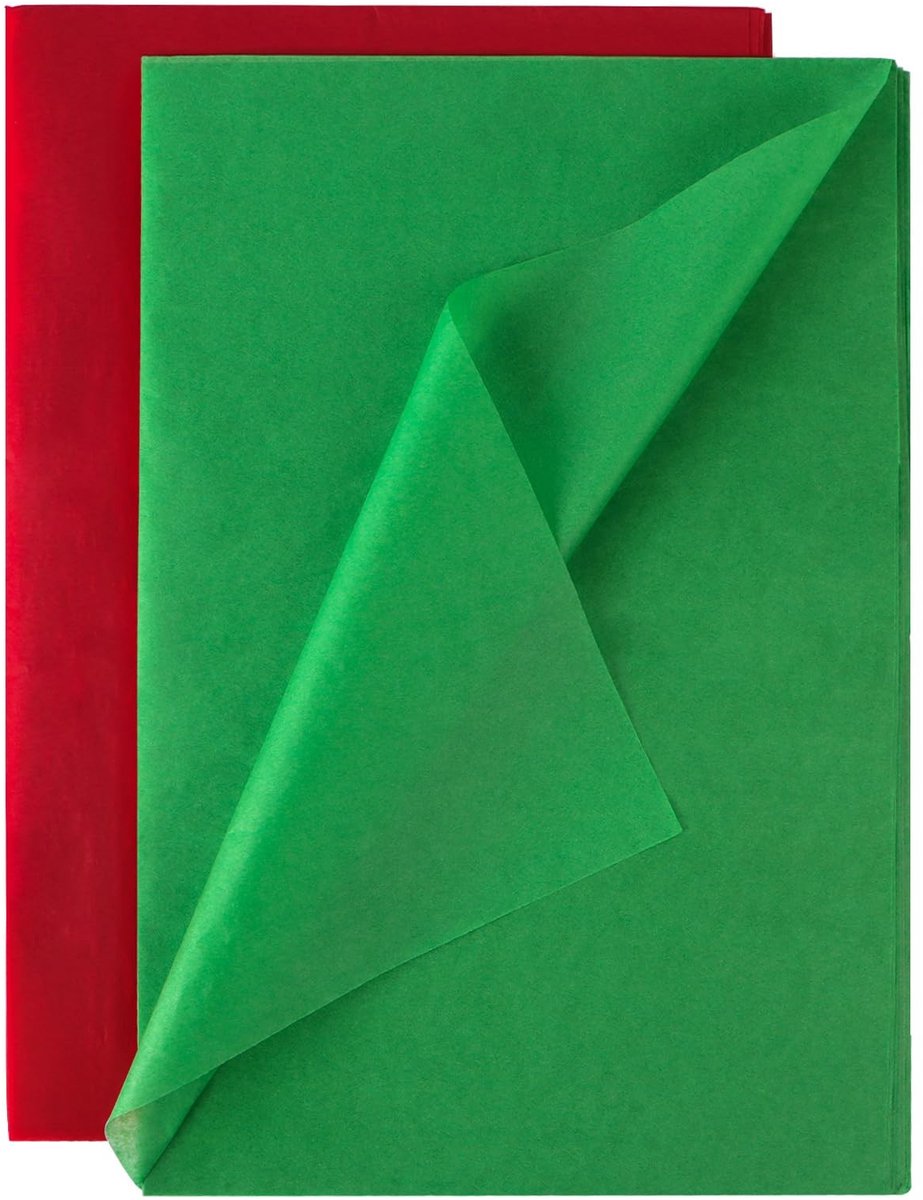 Solidchoice - Set van 20 Vellen Cadeaupapier in Rood en Groen
