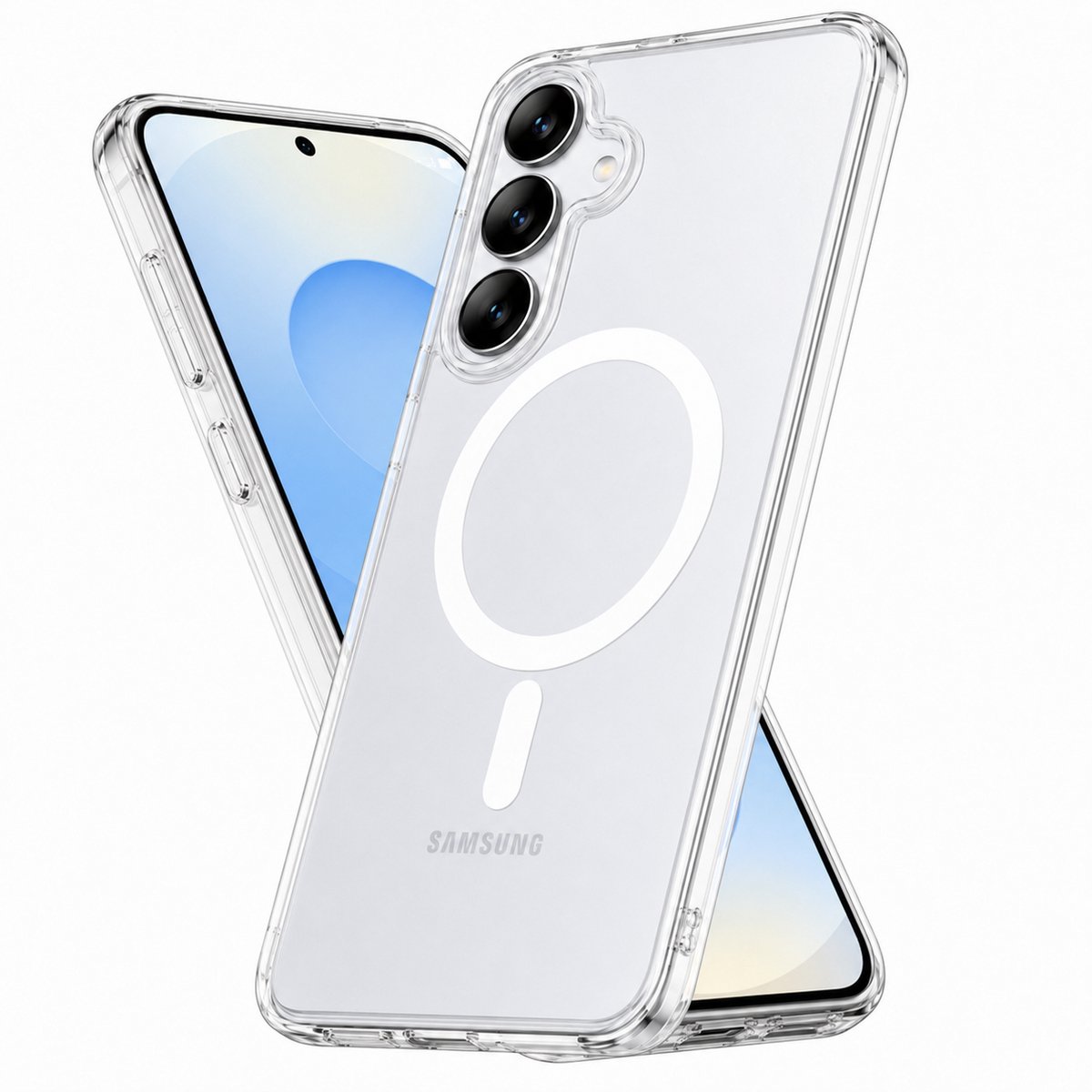 YSONIC Hoesje Geschikt voor Samsung Galaxy S25 Transparant - Siliconen Back Cover - Case Geschikt voor MagSafe - 2500g Magnetische Trekkracht
