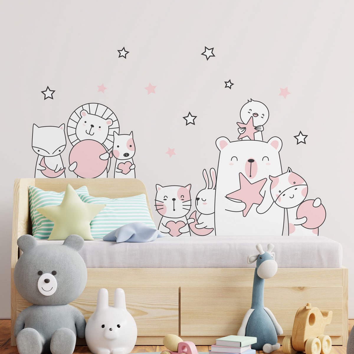 Ambiance Sticker Muurstickers - Sterrenbeschermer Dieren - Zelfklevende stickers - 120x80cm Multi color