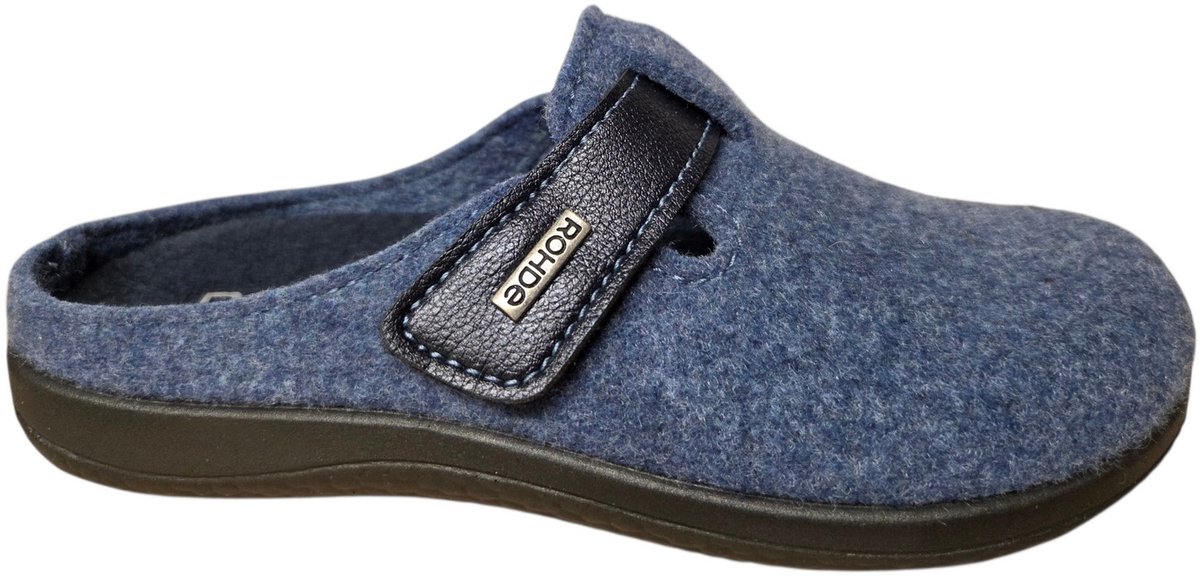 Rohde 6549 52 Open Pantoffels Sloffen Blauw Vilt Dames - Blauw - 41