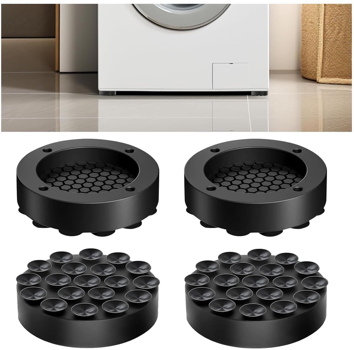 Solidchoice - 4 Stuks Vibration Dampers voor Wasmachines met Zuignappen