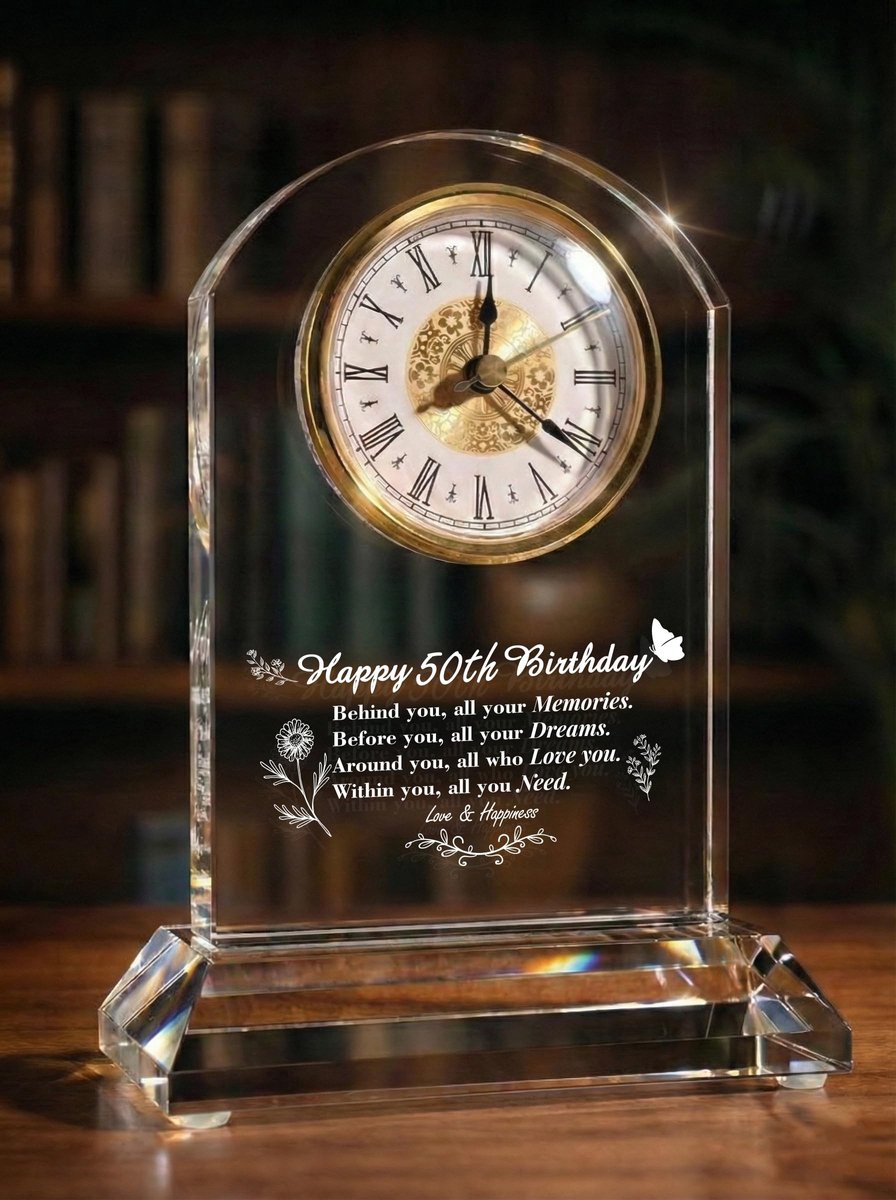 Solidchoice - Elegante Quartz Desk Clock voor 50ste Verjaardag - Stille Klok als Cadeau