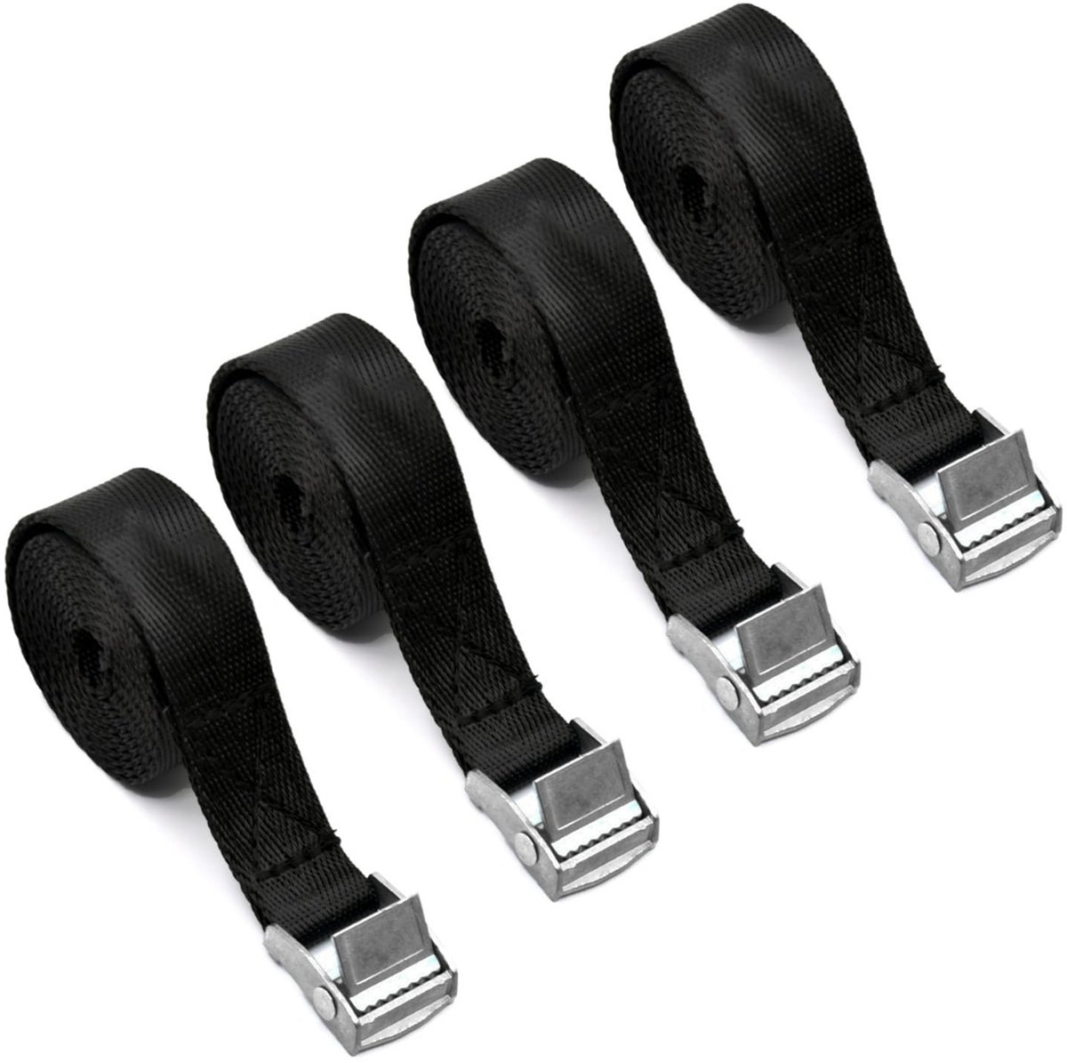 Solidchoice - Set van 4 Zwarte Lashing Straps 1m met Ratchet Sluiting
