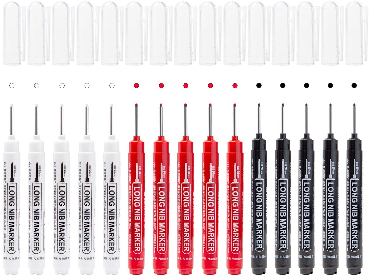 Solidchoice - 15 Stuks Diepe Marker Spuiten voor Houtbewerking, Waterdicht