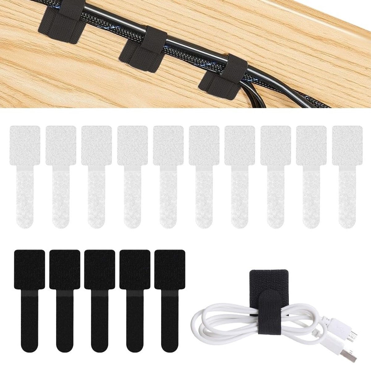 Solidchoice - Herbruikbare Kabelbinders, Set van 40 Stuks