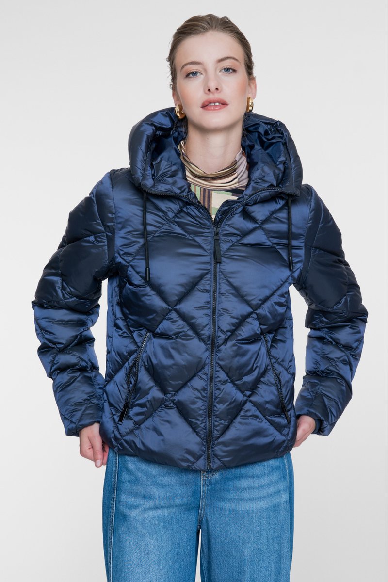 Geisha Jas Gewatteerde Winterjas Met Capuchon 68513 21 Navy Dames Maat - S