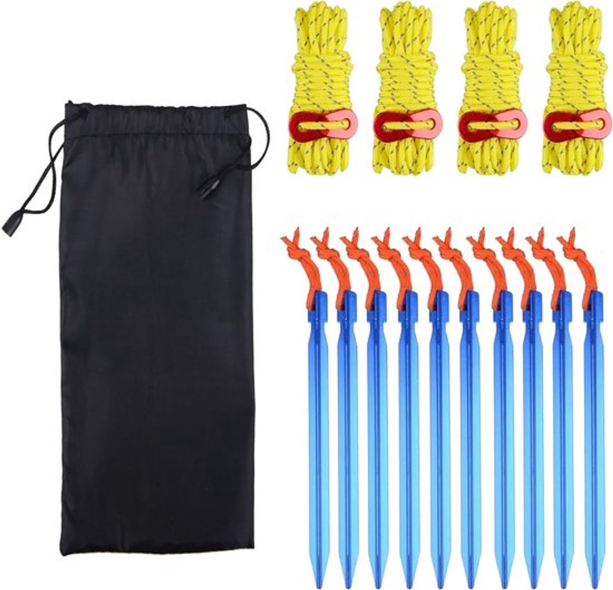 Aluminium tentstokken met reflecterende paracord en kabelspanner voor kamperen, wandelen en backpacken