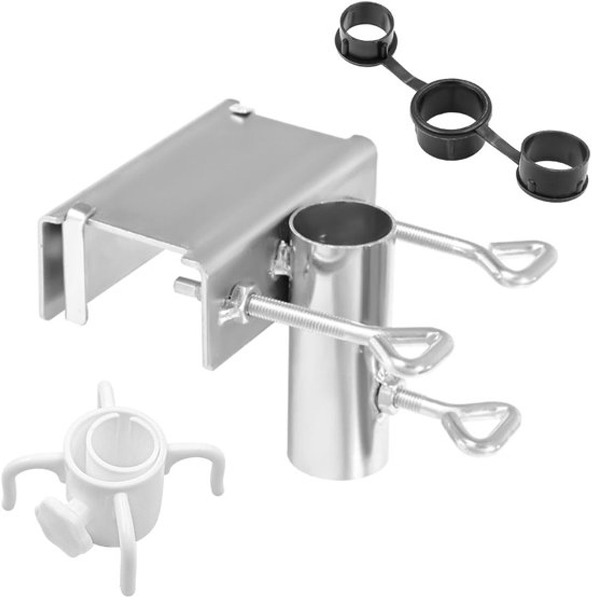 Parasolhouder Verstelbaar - Balkonhouder - Metalen Beugel - Diameter 25-38 mm - Voor Balkons/Terrassen - Inclusief Adapter Ring - Parasolstandaard
