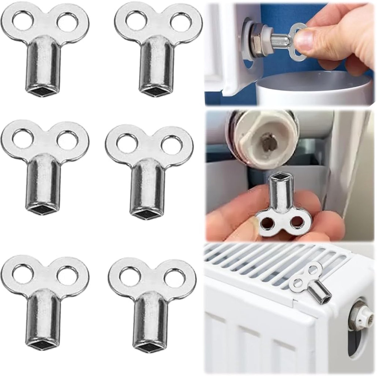 6 stuks radiatorventiel - radiatorsleutel - ontluchtingssleutel voor radiator - ontluchtingssleutel - vierkante sleutel - universele koelersleutel voor radiatoren voor geluidsreductie