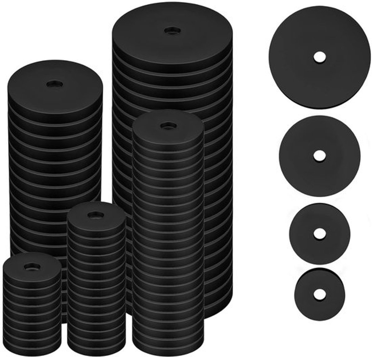 Assortiment van 100 Stuks Platte Rubber Ringen, 20/25/30/40mm, Zwarte Rubberafdichtringen voor Huishoudelijke Apparaten, Kranen en Schroeven