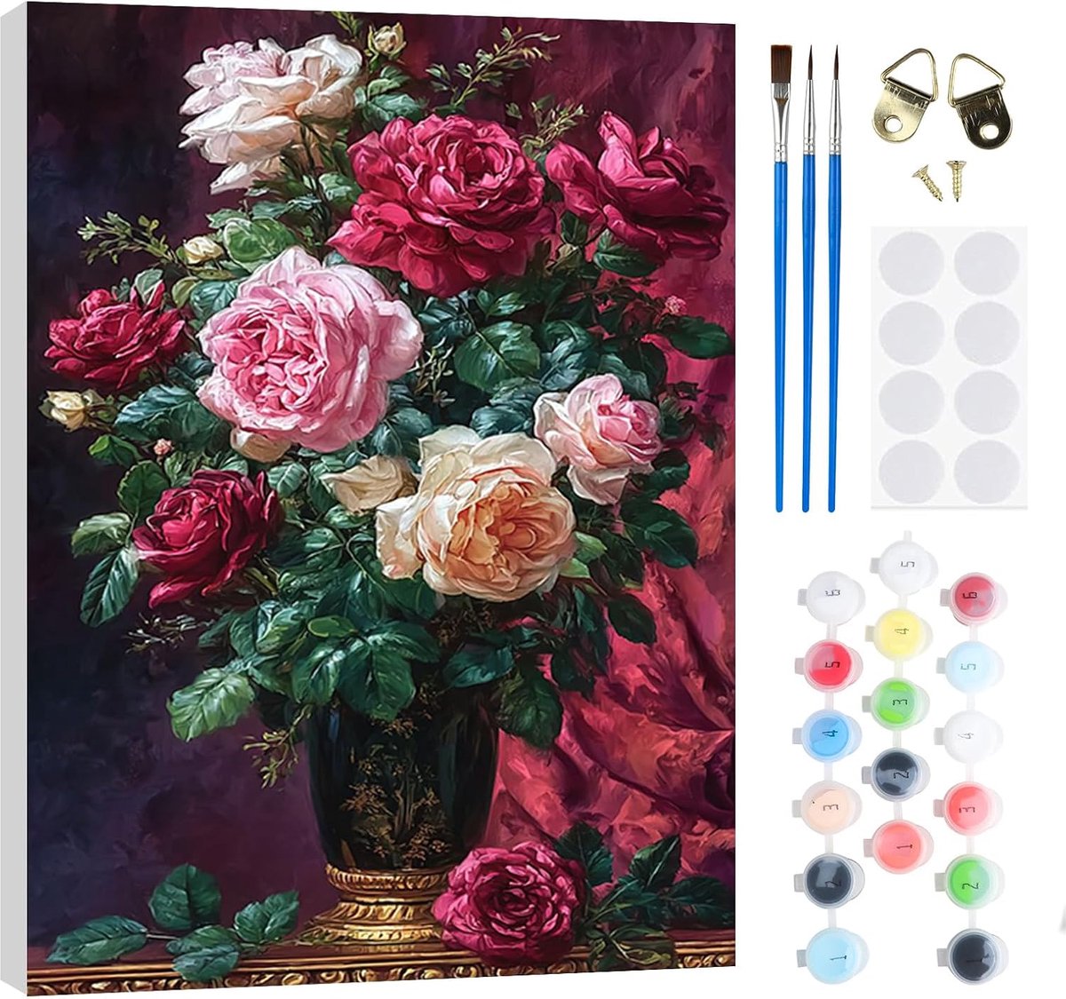 RICUVED Bloem Verf op Nummers Kits Volwassenen, Bloem Schilderen op Nummer Kits Op Canvas, Ingelijste DIY Kleur - ShopVlot