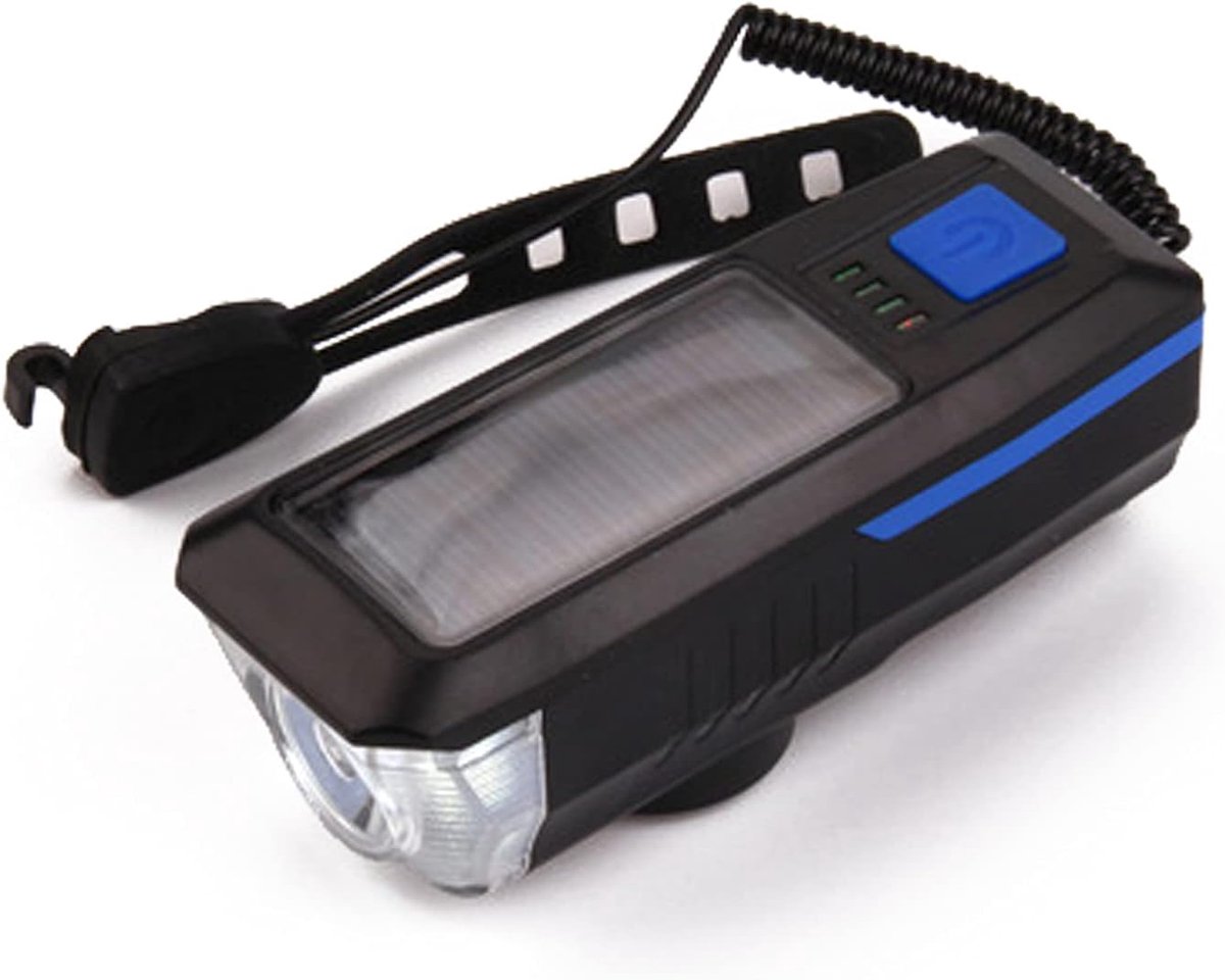 Solar Bike Licht USB Oplaadbare Hoorn Licht Nachtrijden Verlichting Waterdichte Mountainbike Front Light - ShopVlot