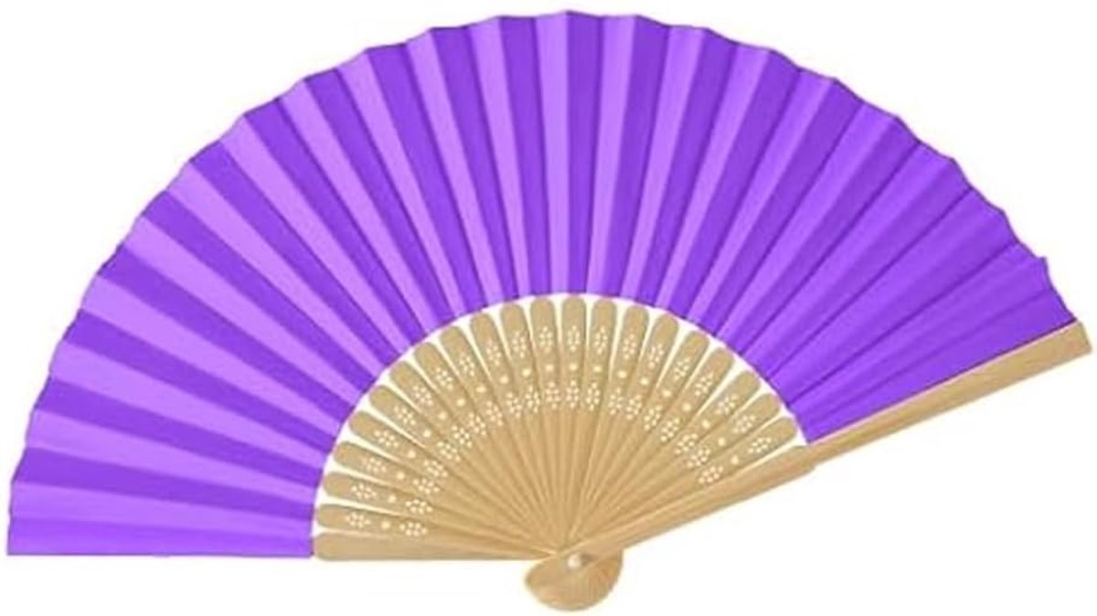 1 x Purple Hand Fan, Purple Hand Fan, Foldable, Portable Chinese Folding Fan Oriental Paper Fan for Dance Party - ShopVlot