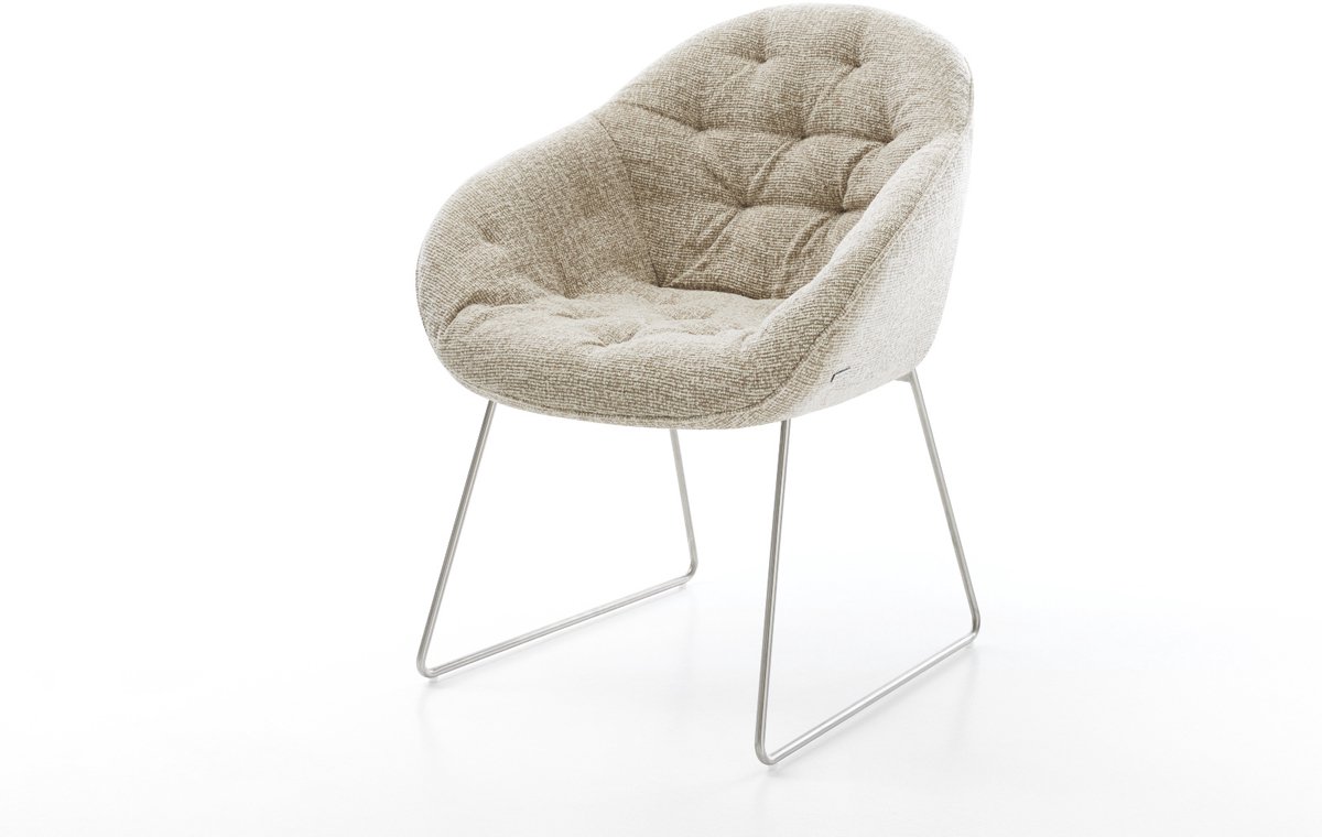 Gestoffeerde-stoel Gaio-Flex slipframe roestvrij staal geweven stof beige