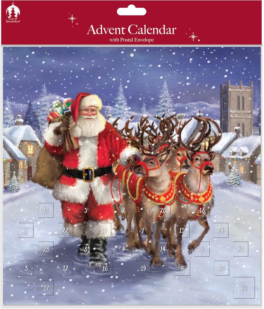 Tallon Large Christmas Advent Calendar - Santa Claus Design with Mail Envelope - ShopVlot