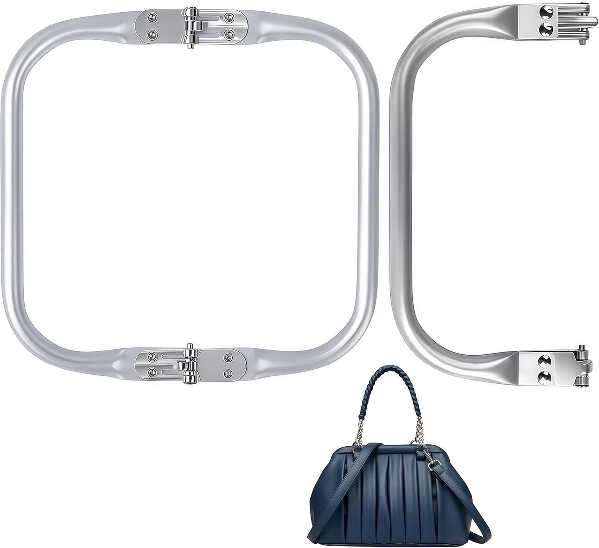 Set of 2 U-shaped aluminium pocket clasps, 16 x 9 cm, robust and elegant frame for DIY handbags and purses, for - ShopVlot