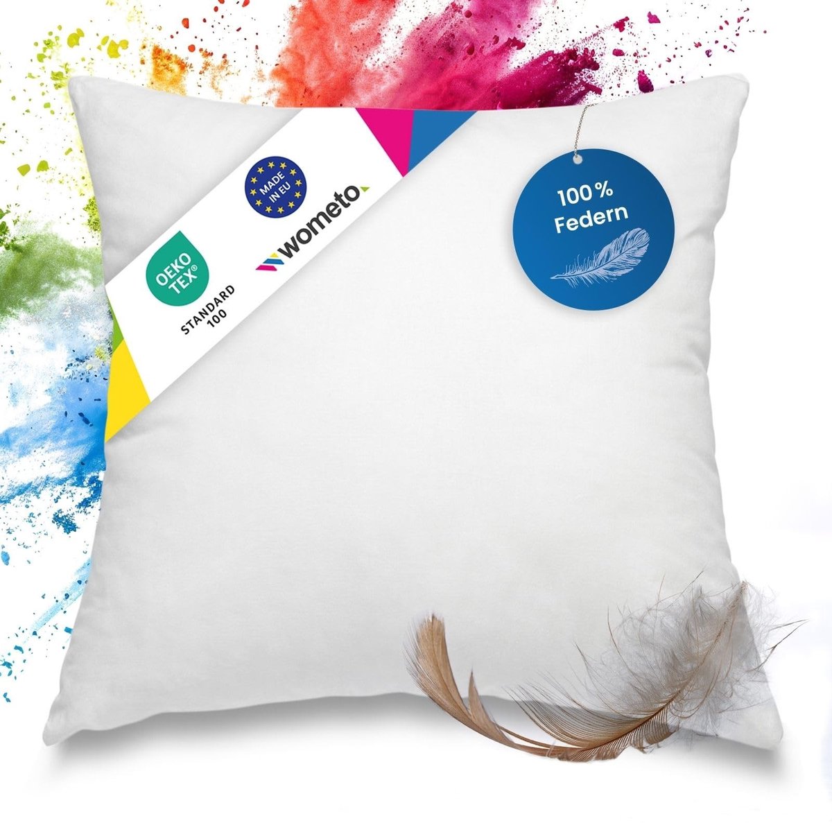 Wit Verenkussen 50 x 50 cm - 100% Veervulling en Katoenen Overtrek, Oeko-Tex Gecertificeerd, Wasbaar tot 40 Graden