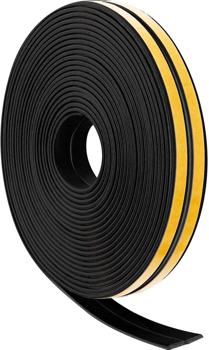 12 meter zwarte EPDM rubberen weerstrips voor deuren en ramen - Geluidsdicht en windbestendig