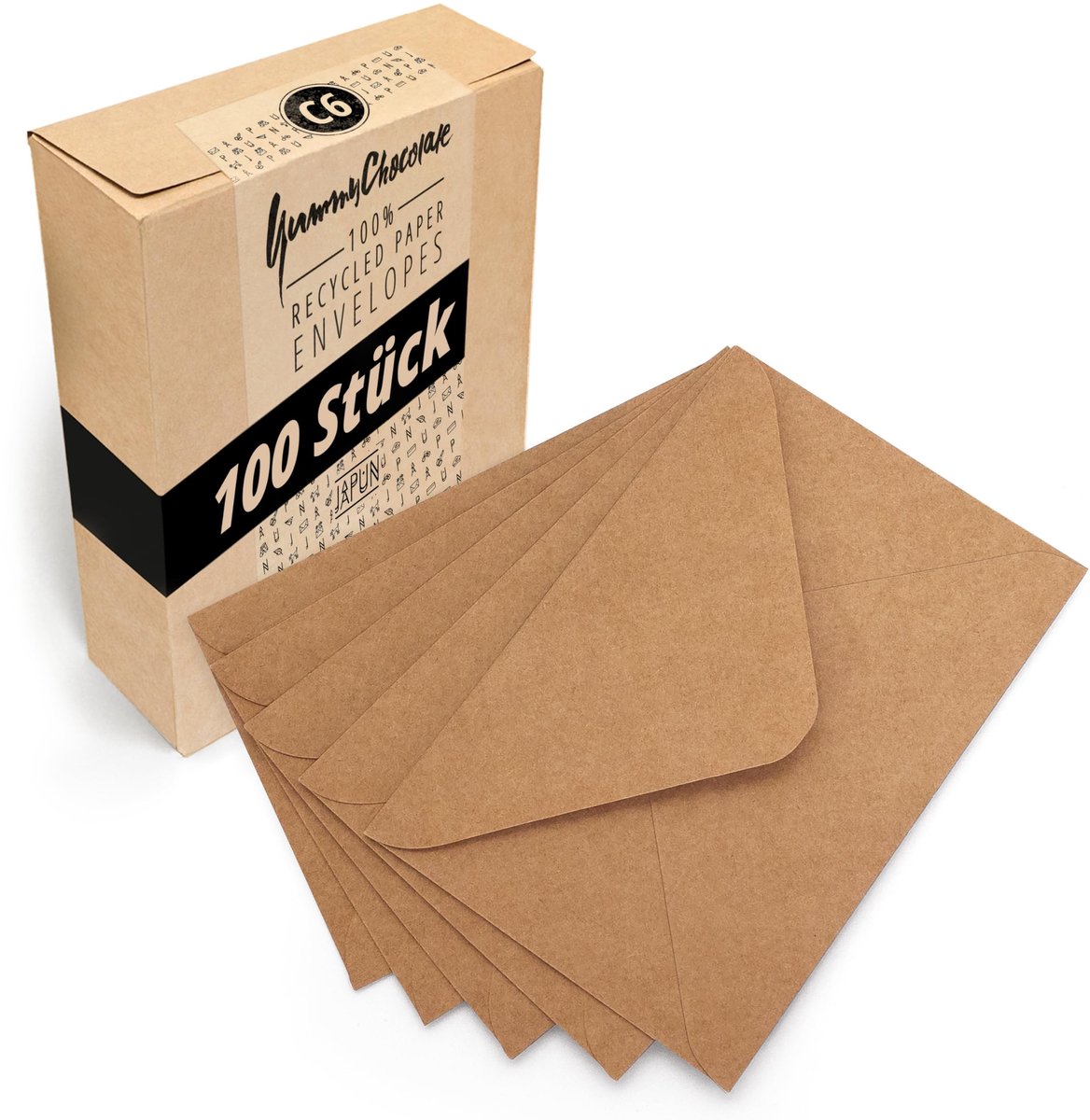 Solidchoice - Set van 100 C6 Kraftpapier Enveloppen - Bruin met Sluiting voor Kaarten en Uitnodigingen