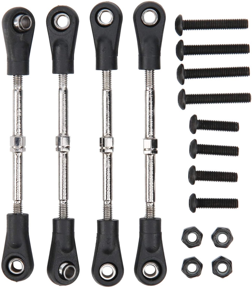 Solidchoice - 4 Stuks Verstelbare Stuur Trekstang voor 1/10 RC Off-Road Auto - Duurzaam Metaal