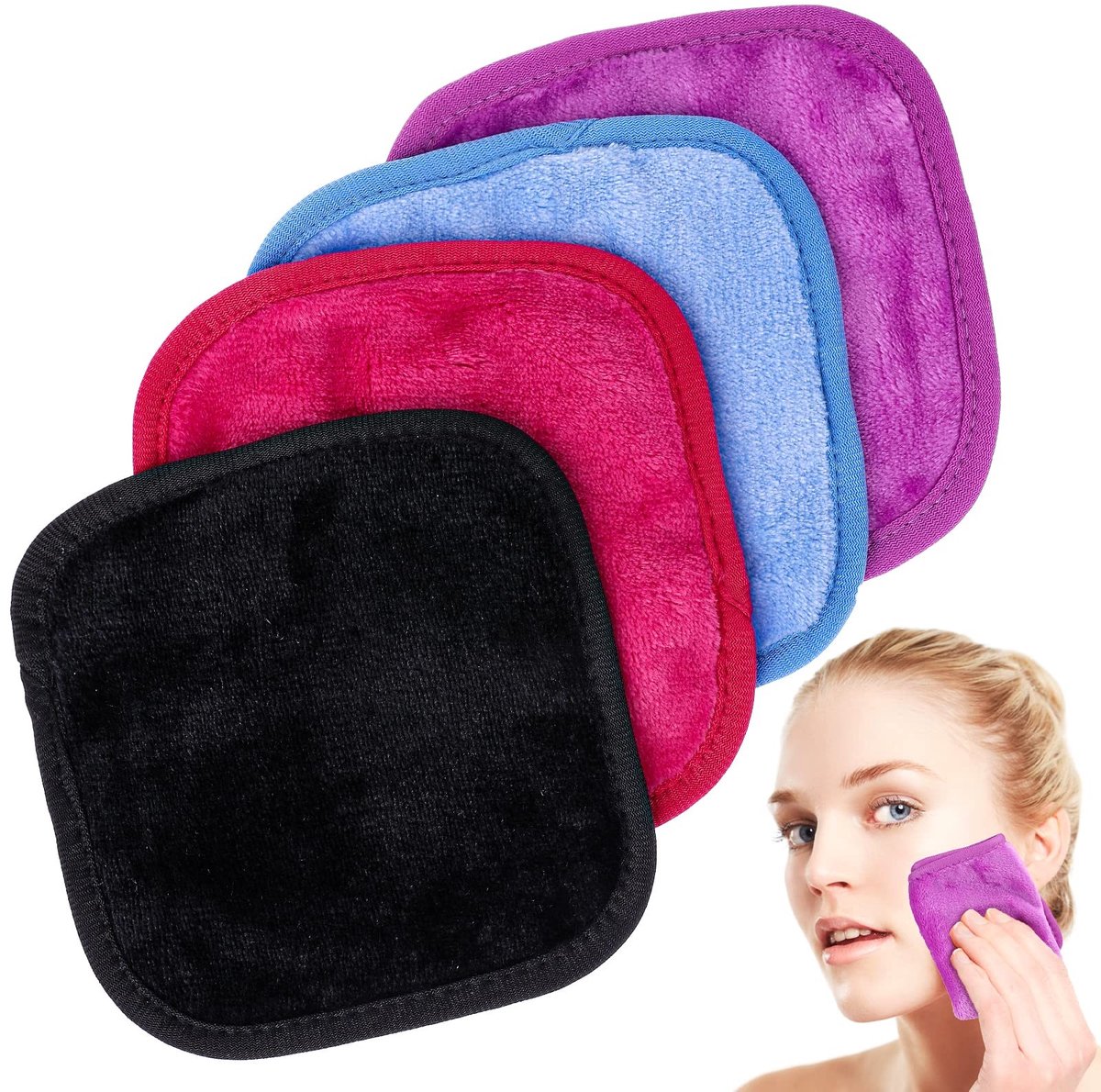 Solidchoice - 4 Stuks Reusable Microfiber Make-up Doekjes