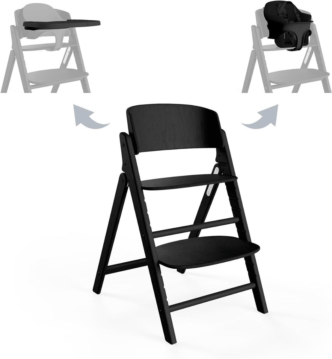 Hoge Stoel Set - Meegroeistoel - Baby Voeden - Vrijstaande Klapsluiting - Vanaf Geboorte - Stunning Black