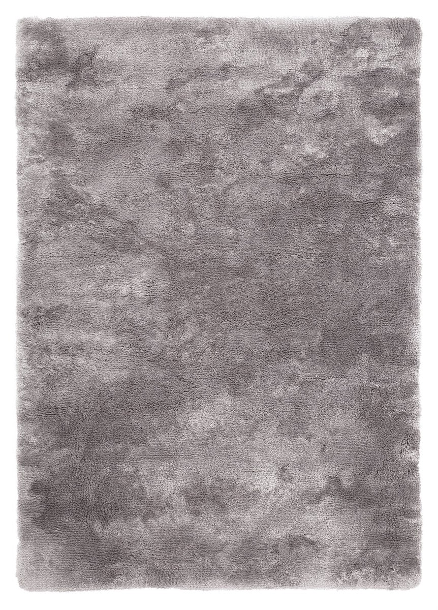 Padiro hoogpolig shaggy vloerkleed 60 x 110 cm - zilver - modern effen design - met een zachte uitstraling - geschikt voor vloerverwarming - van micropolyester