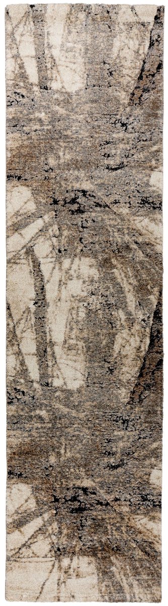 Padiro laagpolig vloerkleed 80 x 300 cm - grijs - modern abstract design - geschikt voor vloerverwarming - van polypropyleen en polyester