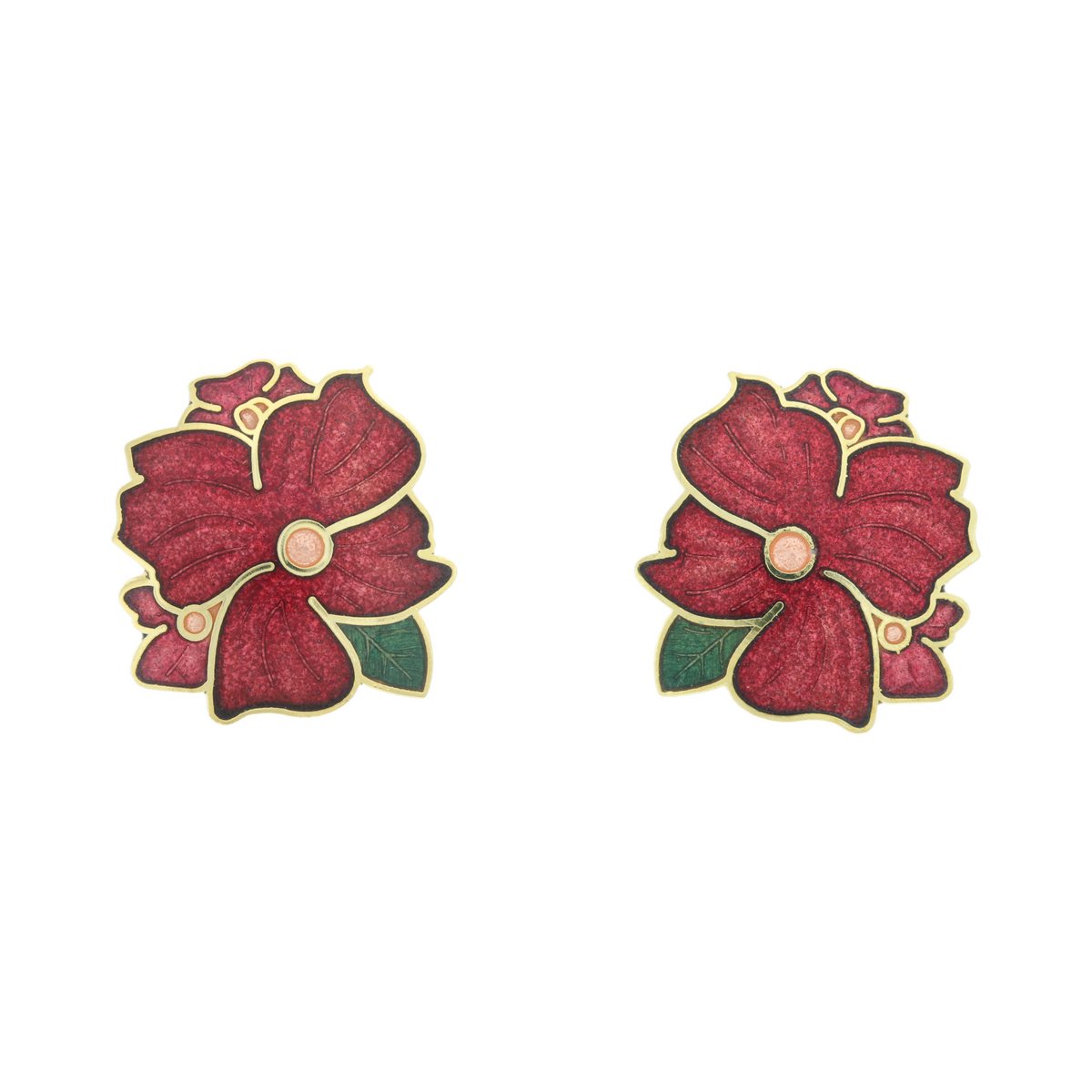 Behave – Oorstekers gelaagde bloem – Rood – 2,2 x 2,4 cm