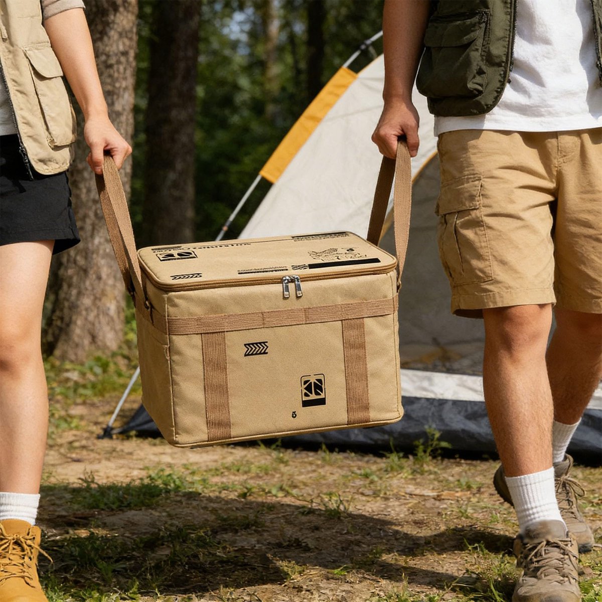 Tactische kampeeropbergzak 42L waterdichte opbergtas van oxford stof grote capaciteit khaki organizer voor kamperen buitenavonturen, reizen en thuisgebruik