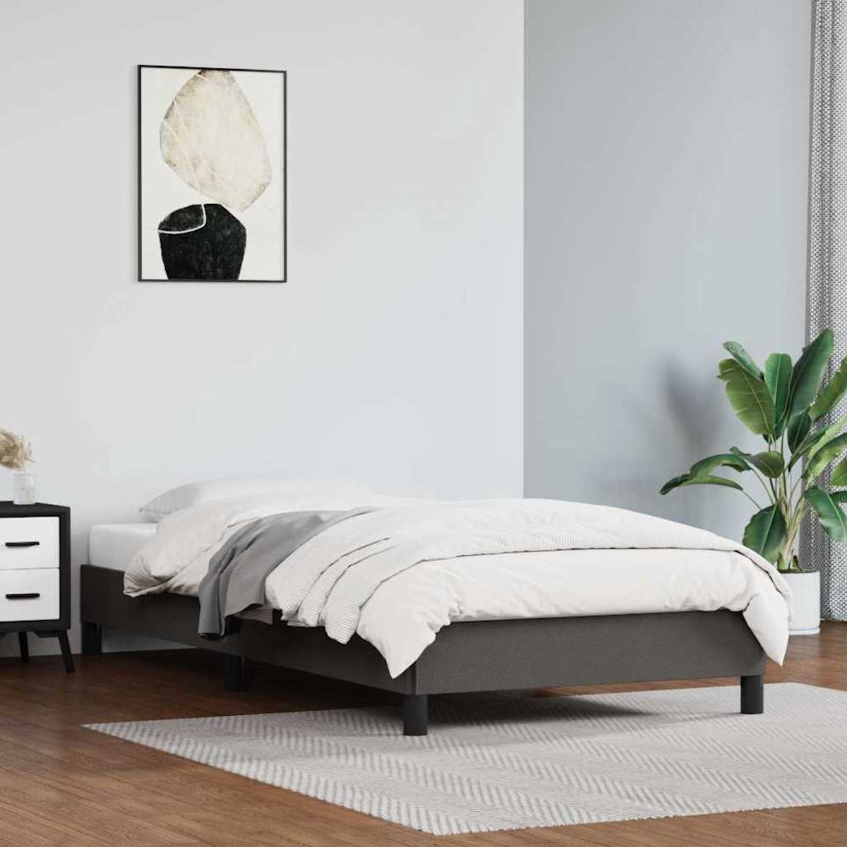 vidaXL - Bedframe - kunstleer - grijs - 90x200 - cm