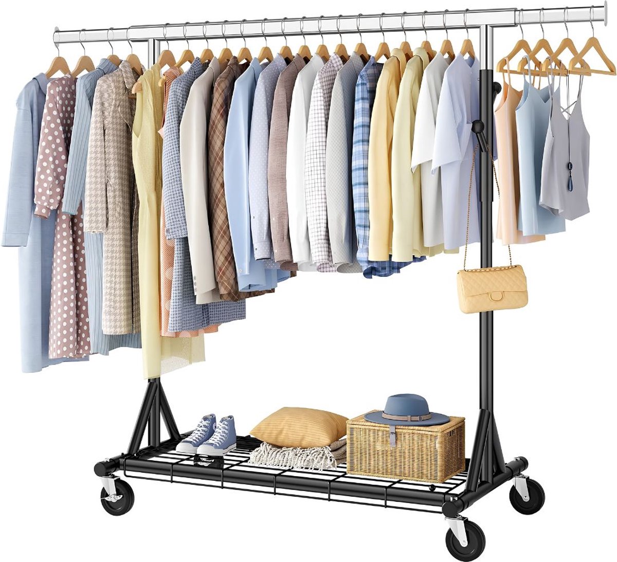 JCP® Kledingrek - Kledingkast - Verstelbare Kledingstang - Zwart - 50cm x 176cm x 170cm