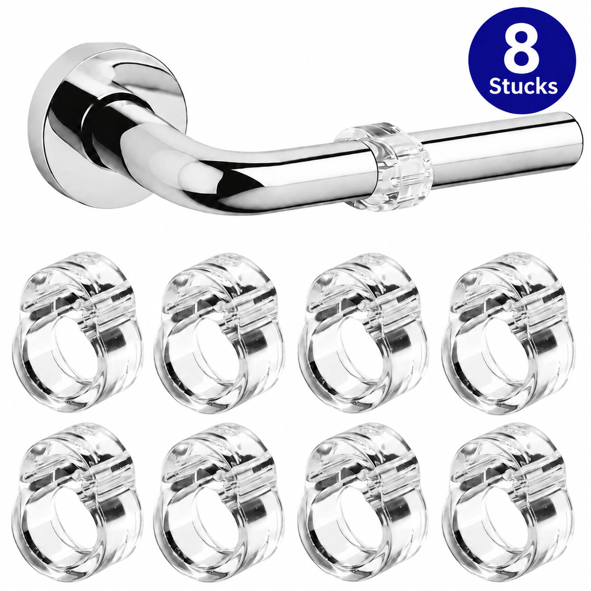 Deurstopper - Deurklink Beschermer - Deurstop - Transparant - 8 Stuks - Siliconen - Bescherming van Muren & Deuren
