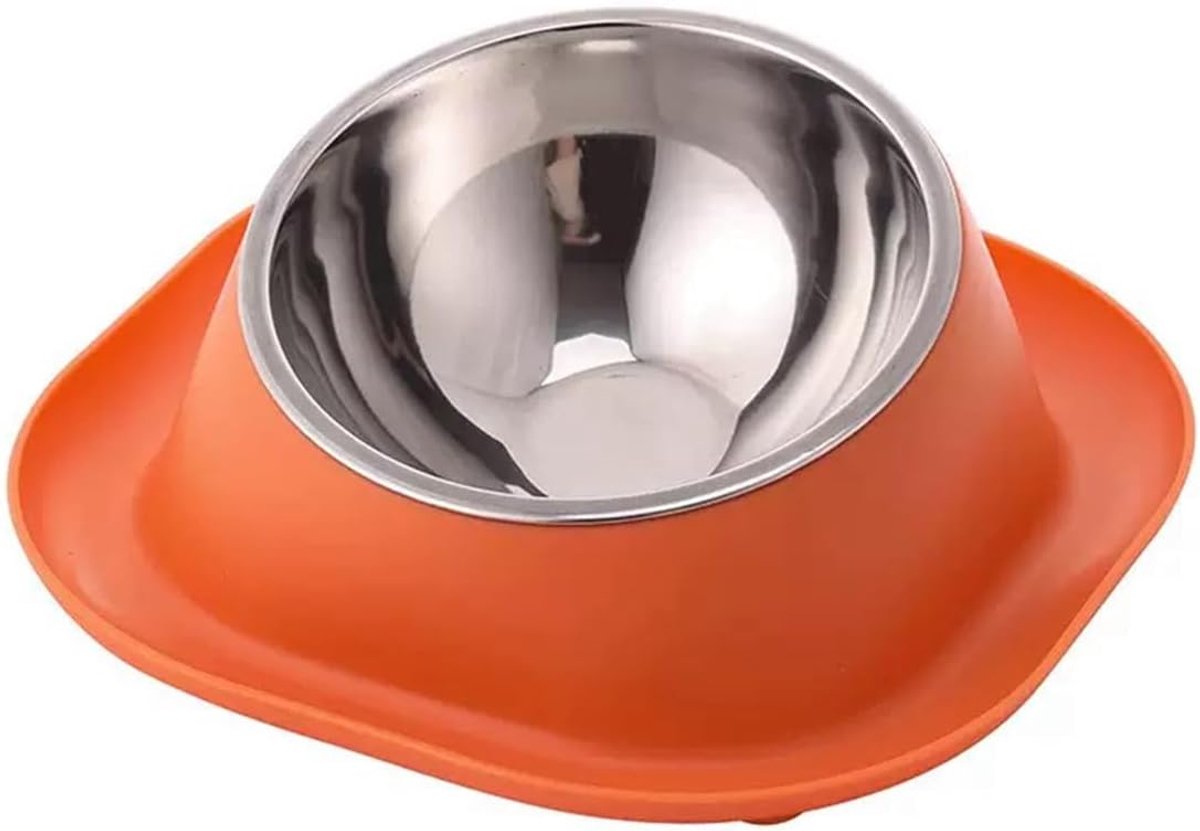 Mors- en mierenbestendige kattenbak (geschikt voor kittens en honden, oranje) | Verhoogde, schuine kattenbak van roestvrij staal, ideaal voor kleine dieren