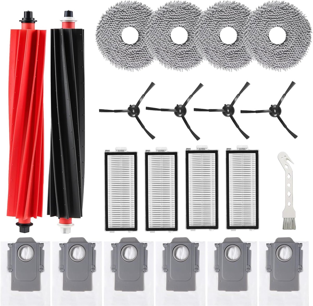 21 pieces for Roborock Qrevo Master/Qrevo Slim Suck Robot, 2 main brushes, 4 HEPA files, 4 wipes, 4 wipes, 6 side - ShopVlot