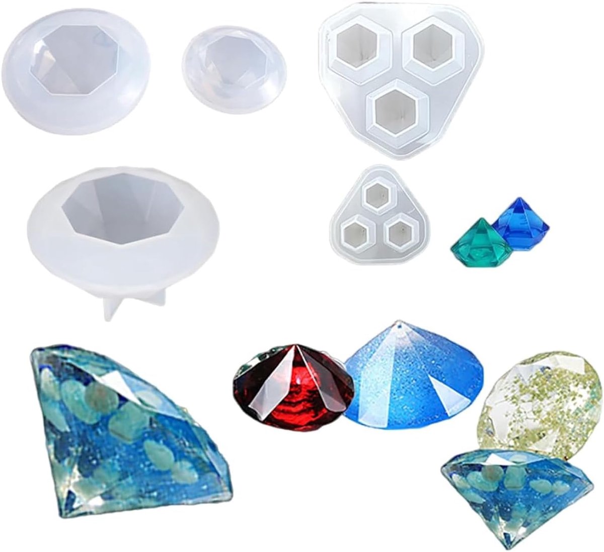 iSuperb 5pcs Epoxy Resin Molds Diamond Molds Silicone Molds Resin Molds for DIY Jewelry Pendant Crafts - ShopVlot