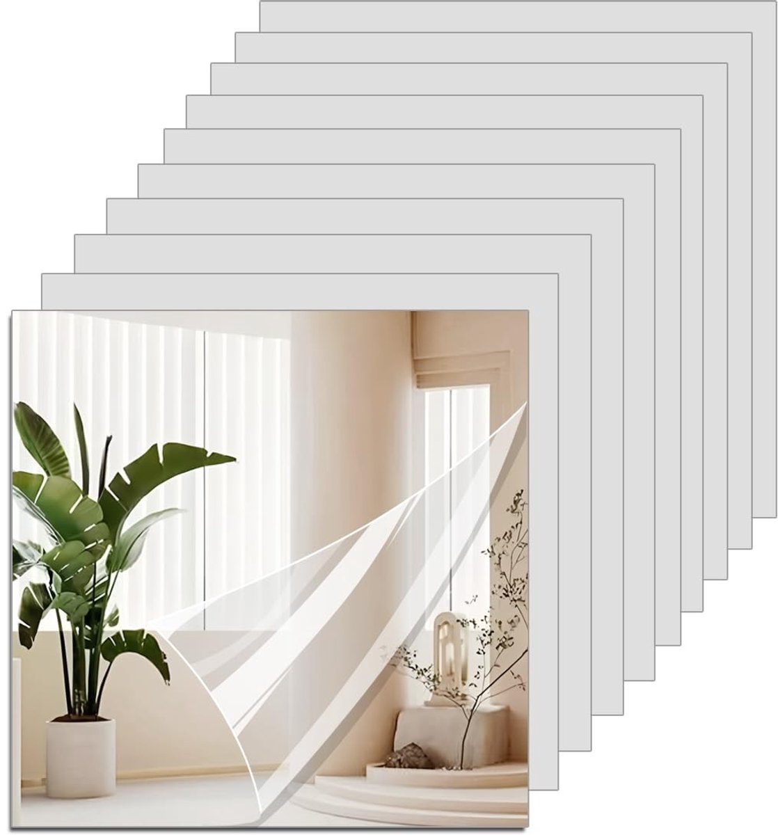 Solidchoice - Acryl Spiegel Stickers voor Muren - 10/20 Stuks Zelfklevende Decoratieve Spiegels