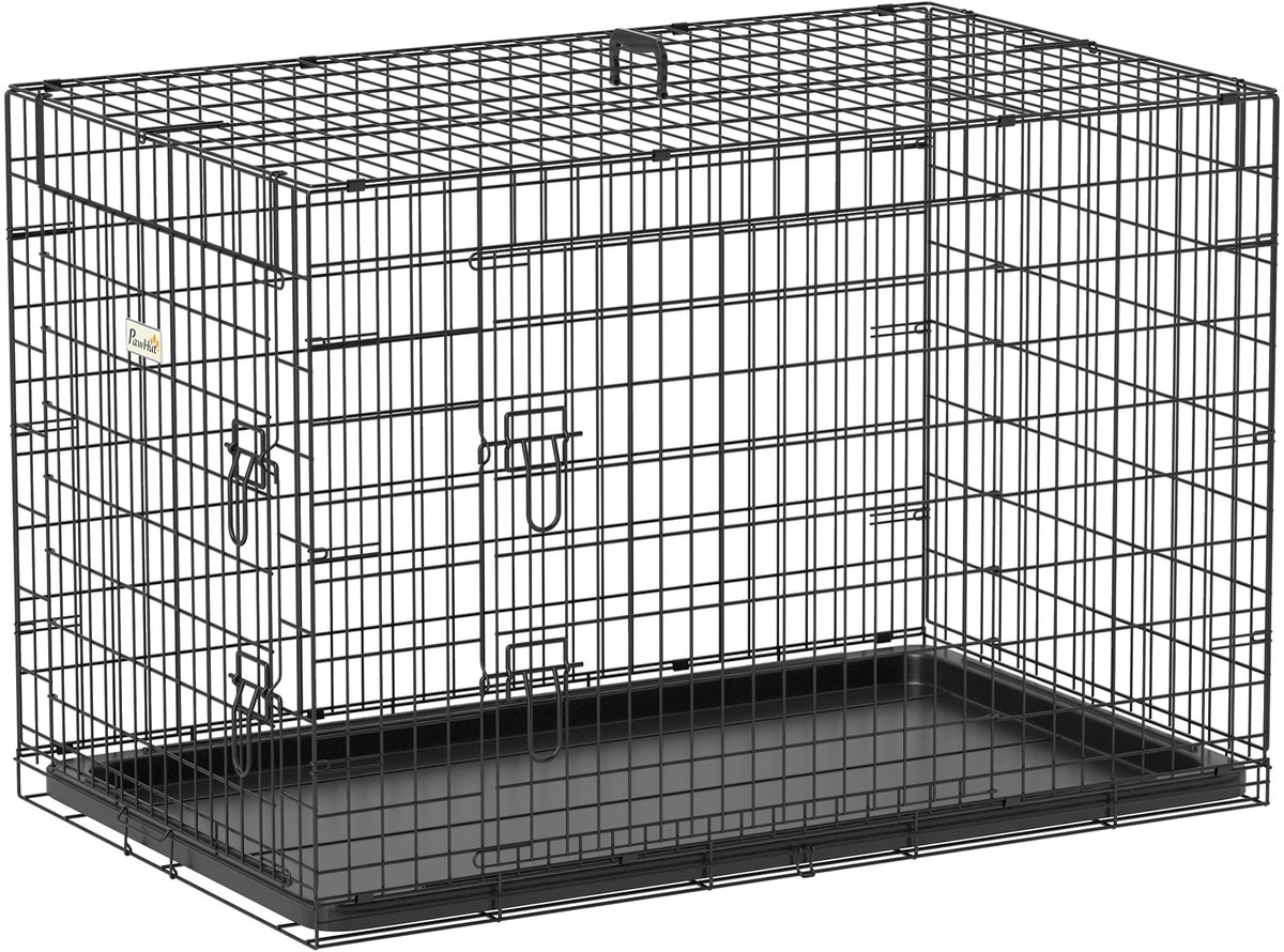 Opvouwbare transportkooi voor honden van zwart metaal - 92 x 57 x 62,5 cm