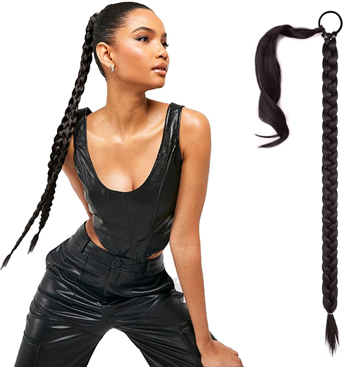 Solidchoice - Clip-In Vlecht Haarstuk voor Dames 80 cm