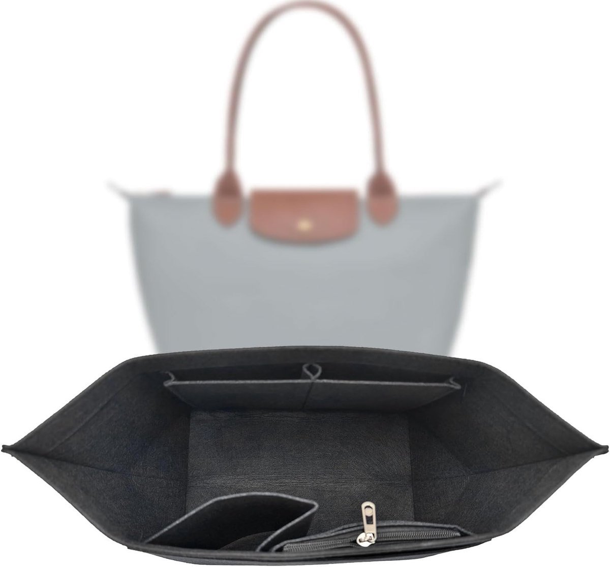 Casalora – Tas Organizer – Bag in Bag – 26cm – Bag Organizer – Handtas Organizer Met Meerdere Vakken – Cementgrijs – M