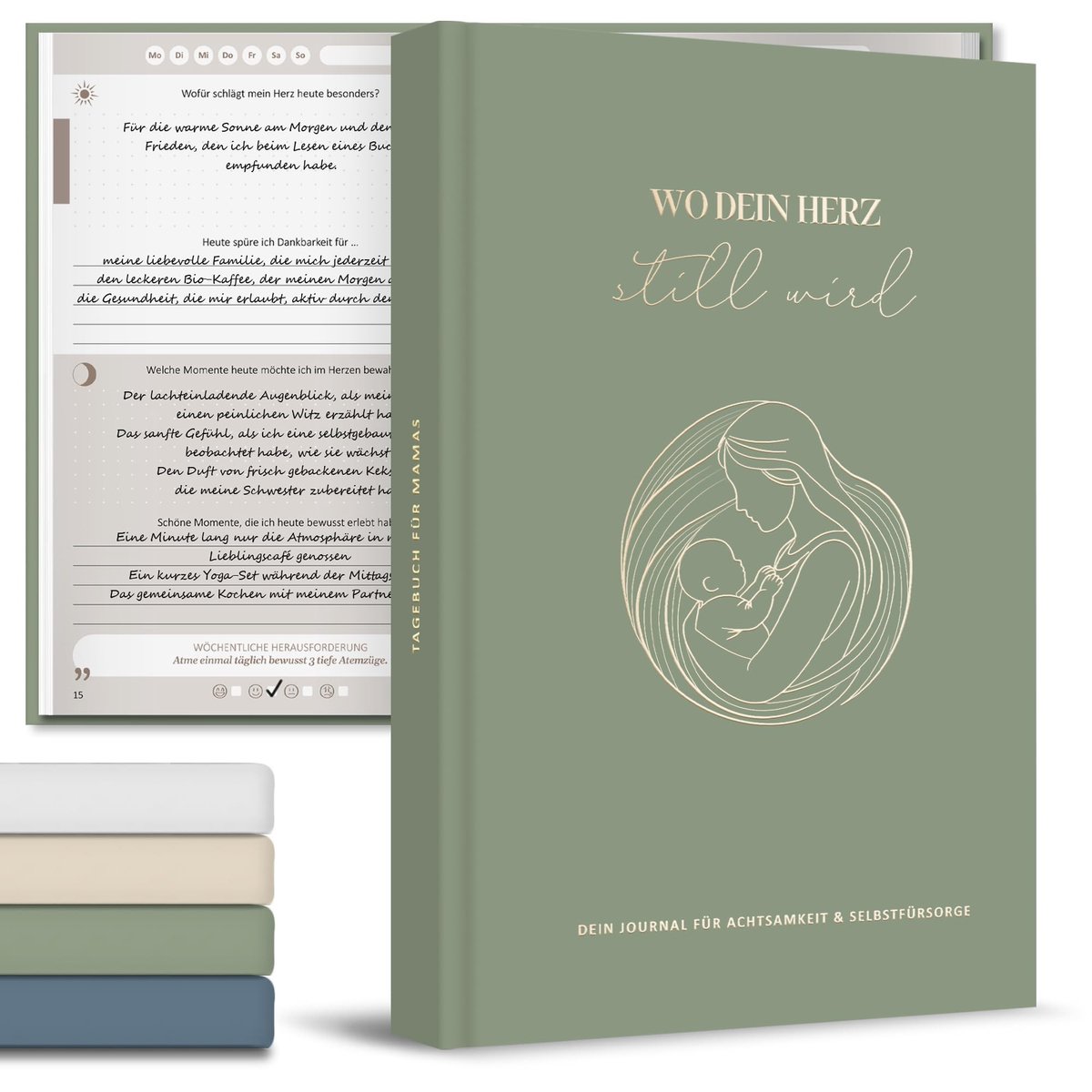 Solidchoice - Dagboek Groen met Patroon van Personen