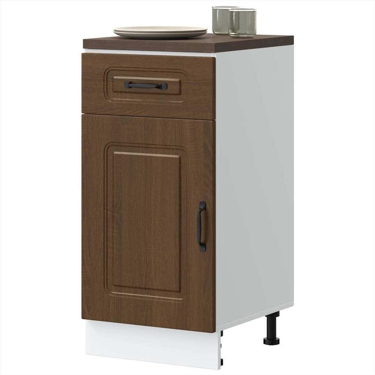 Keukenkast Onderkast - Voorraadkast Buffet - Keuken Organiseren - Houtmateriaal Duurzaam - 40x46x81.5 cm - Bruin Eikenlook