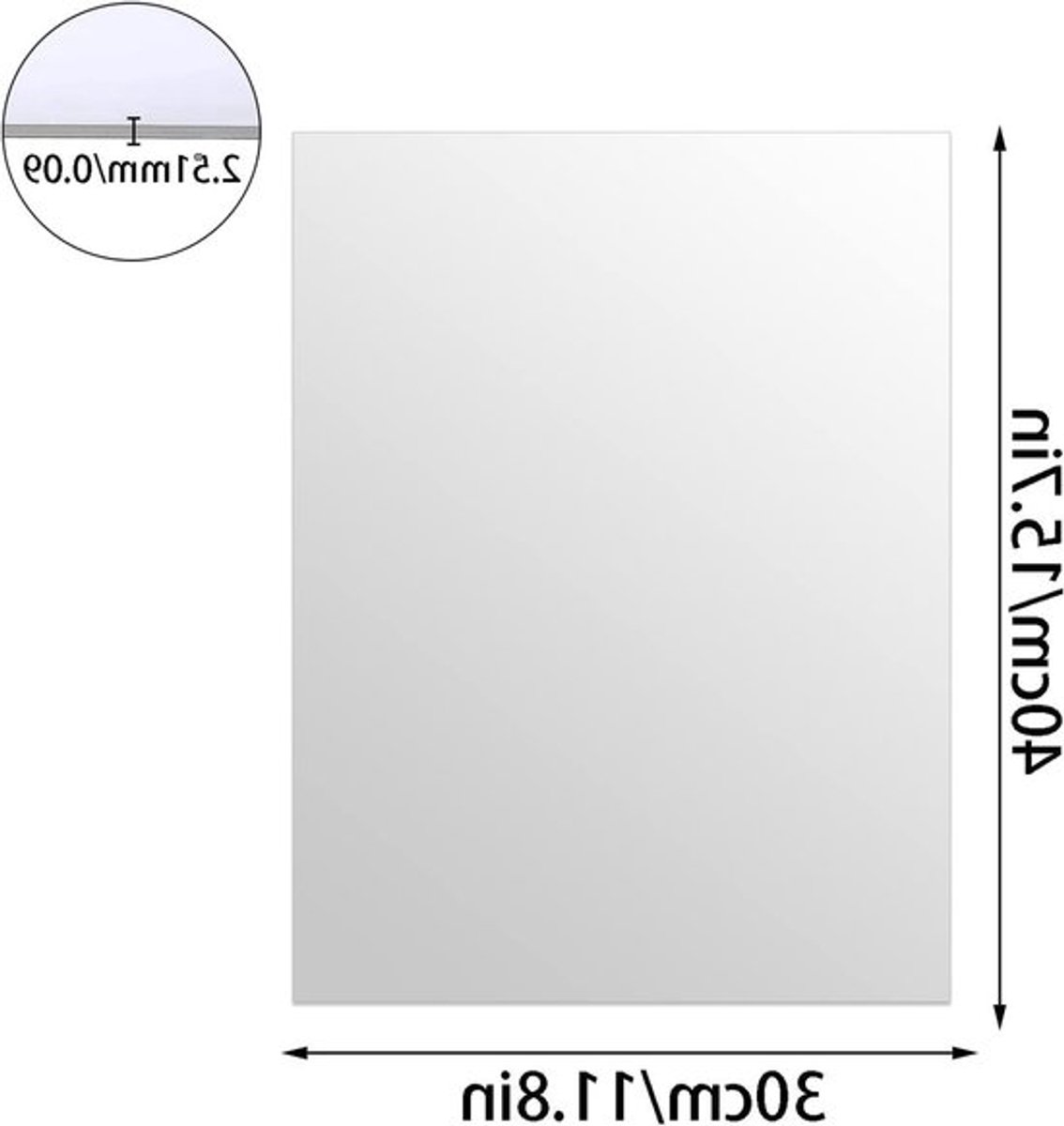 Set van 2 Zelfklevende Spiegeltilels voor Muurdecoratie - Flexibele HD Spiegels voor Thuis (40x30cm) - Ideaal voor Interieur en Ruimte-optimalisatie