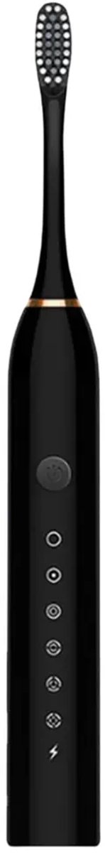 LISM-Zwarte elektrische sonische tandenborstel, IPX7 waterdicht, 6 reinigingsstanden, lange batterijduur, USB-opladen.