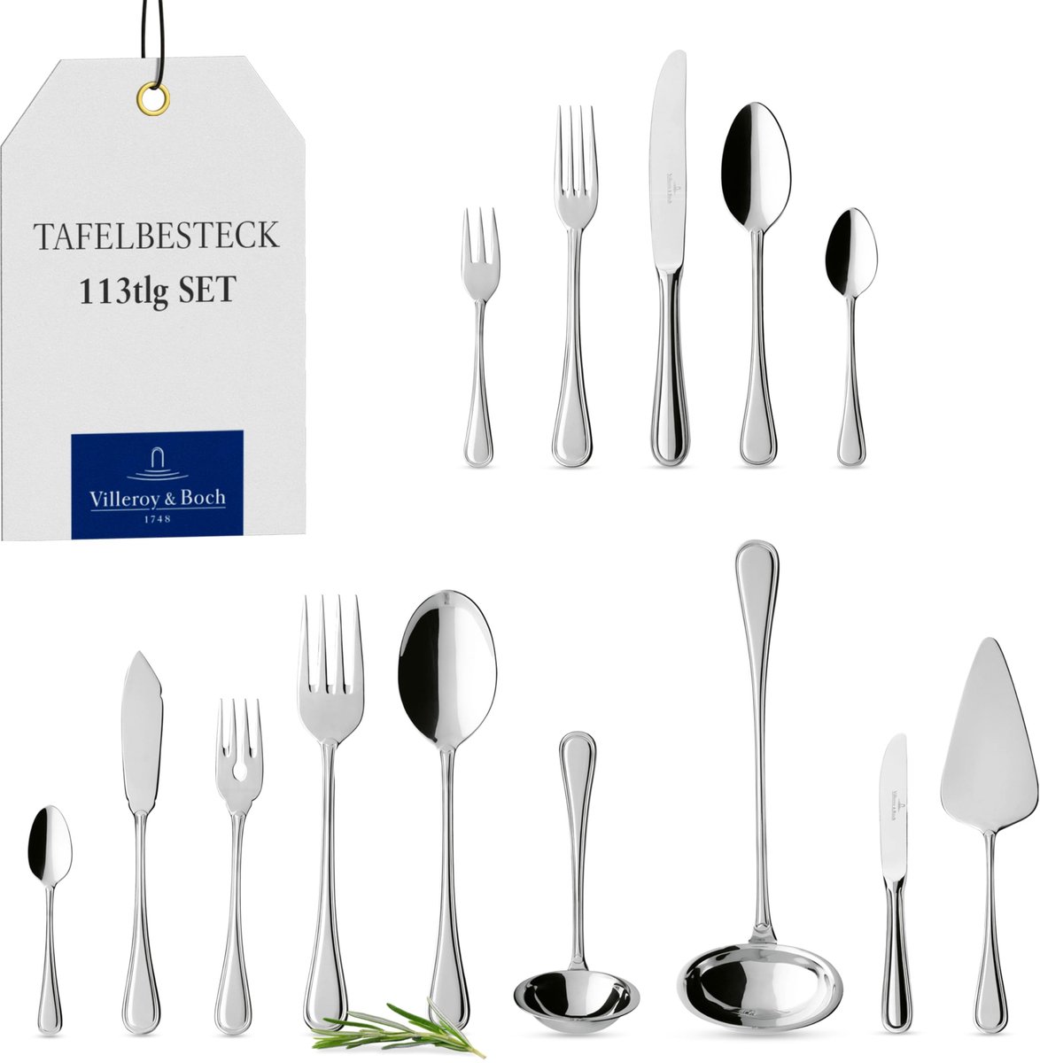 Solidchoice - Elegant Tafelbestek voor 12 Personen, 113-delig