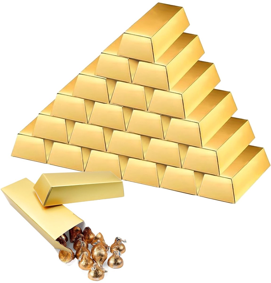 Solidchoice - Set van 20 Gouden Snoepdozen in de Vorm van Goudstaven