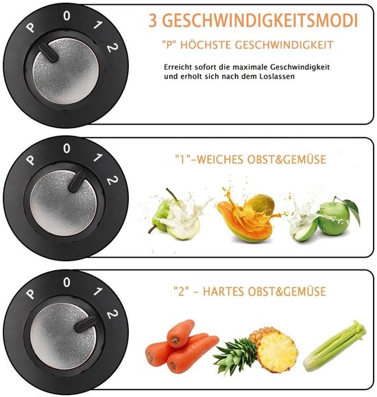 OYLCDI Sapcentrifuge voor groenten en fruit, 600W roestvrijstalen sapcentrifuge van OYLCDI — afbeelding 3