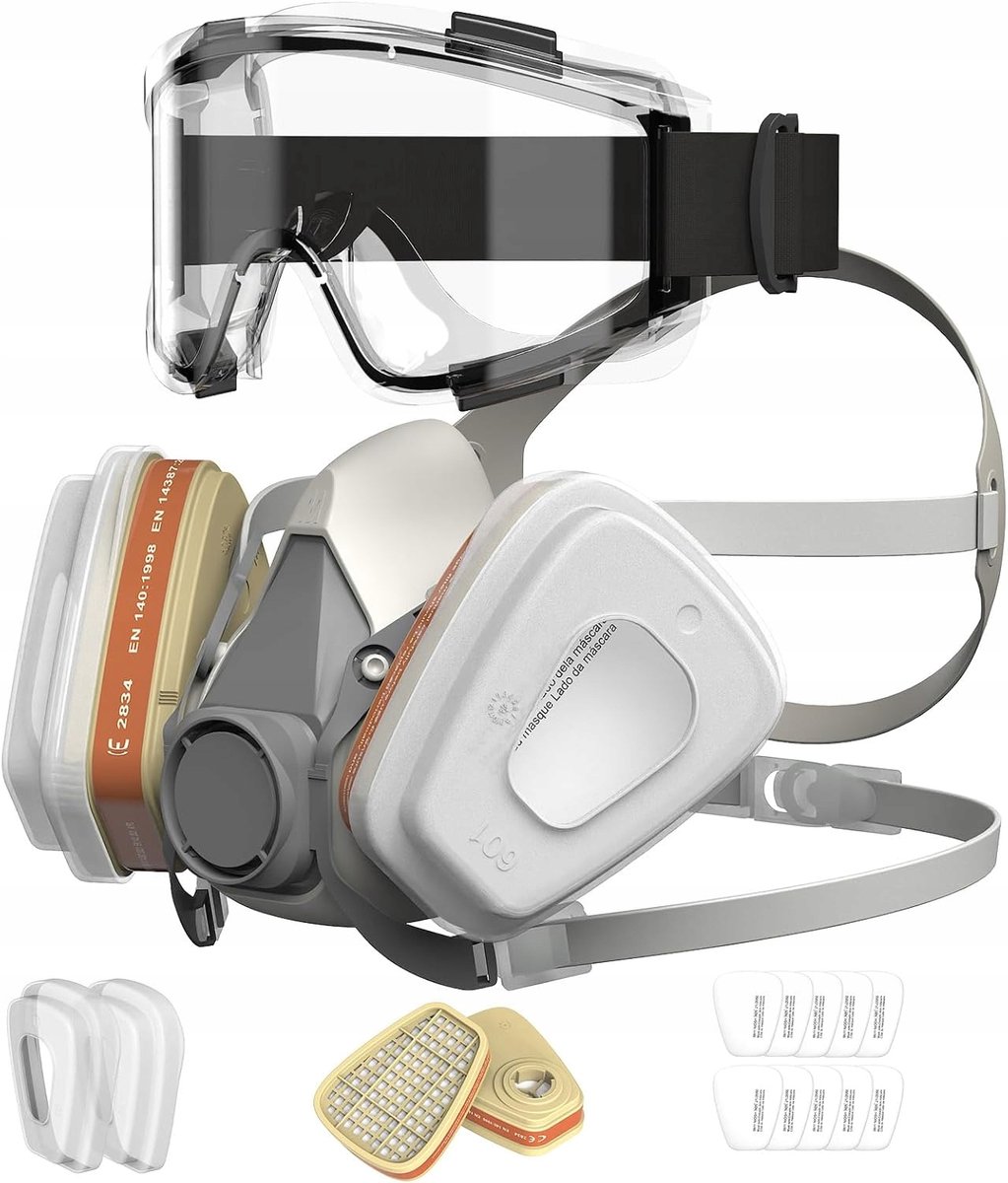 Beschermend masker met A1P2 filter en veiligheidsbril