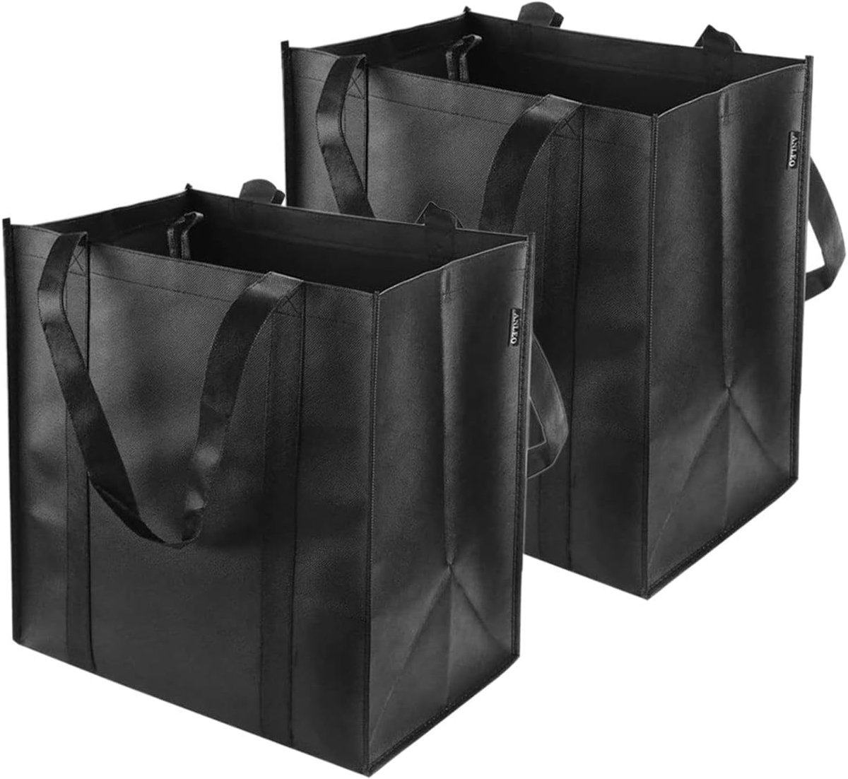 Herbruikbare boodschappentas - 2 stuks zwart - opvouwbaar - wasbaar - ideaal voor gezin en vakantie - SnelShoppen